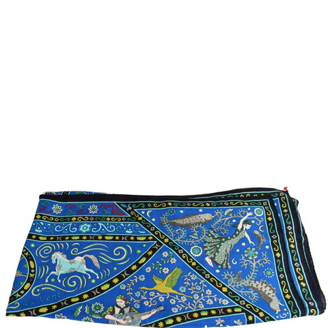 HERMES Soie Peuple Du Vent Cashmere Silk Caban Cobalt Turquoise Scarf