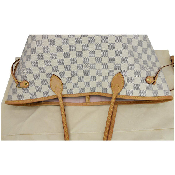 LOUIS VUITTON Neverfull MM Damier Azur Tote Bag Rose Ballerine