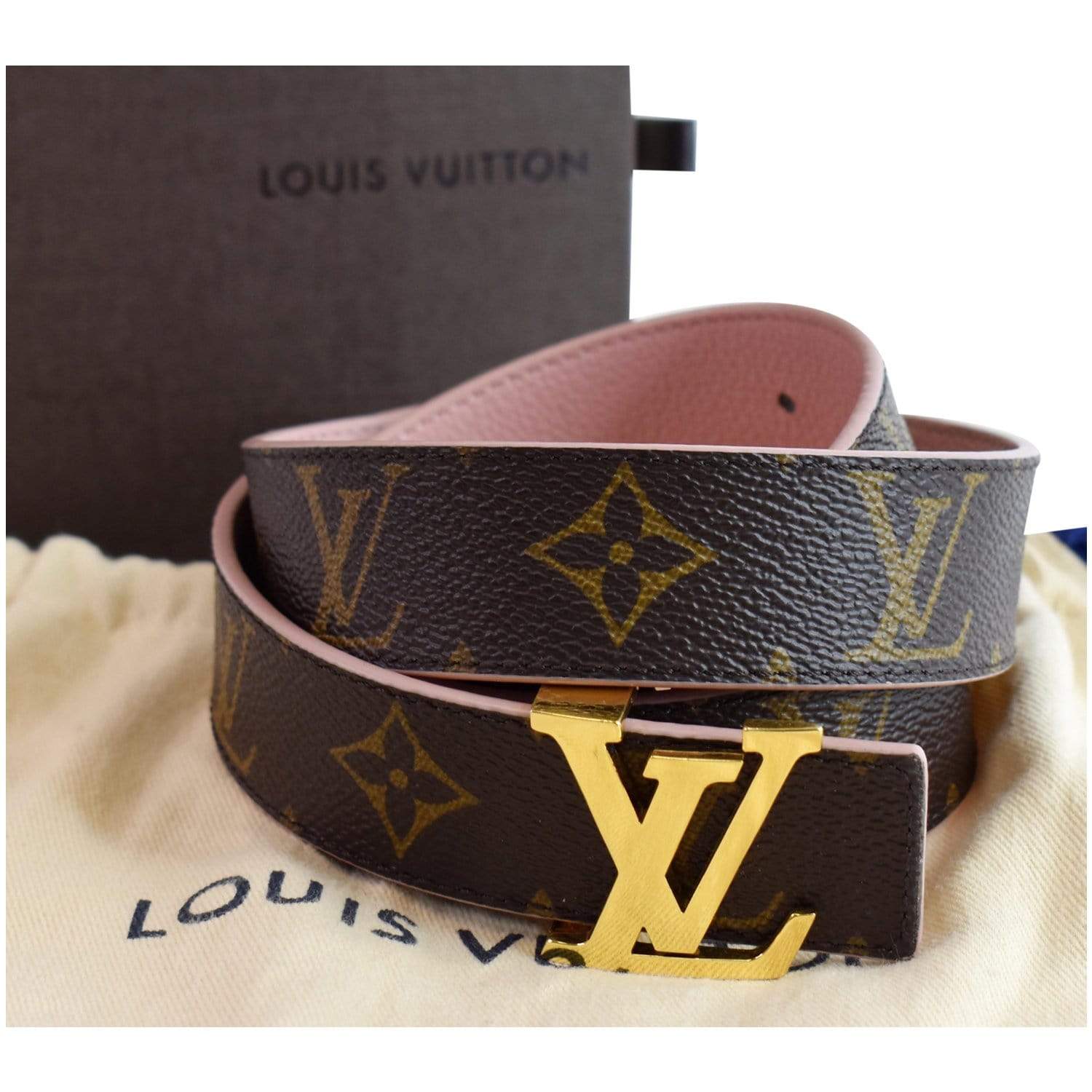 Louis Vuitton Brown Monogram Canvas LV Circle Reversible Belt 80CM