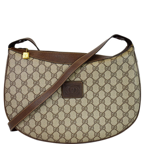 GUCCI Vintage GG Supreme Canvas Shoulder Bag Beige