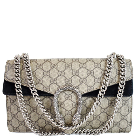 GUCCI Dionysus Small GG Supreme Canvas Shoulder Bag Beige 400249