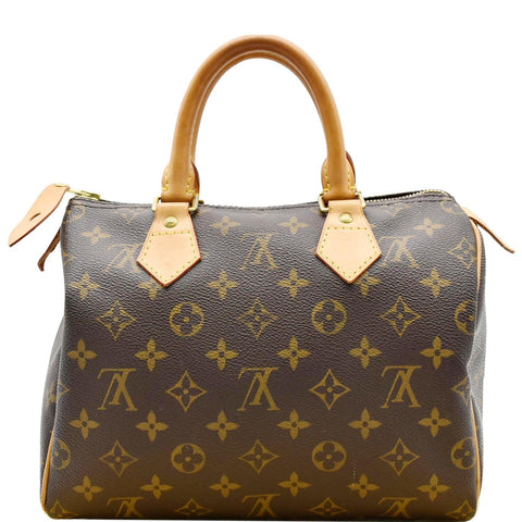 LOUIS VUITTON Speedy 25 Monogram Canvas Satchel Bag Brown