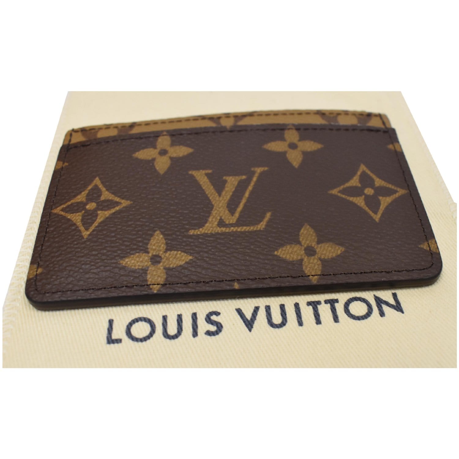 LOUIS VUITTON Monogram Reverse Canvas Card Holder Brown