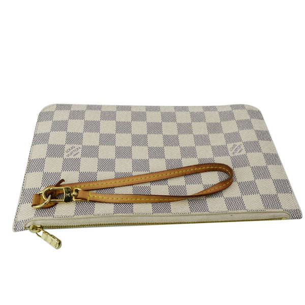 LOUIS VUITTON Neverfull  Damier Azur Pochette Wristlet Pouch White