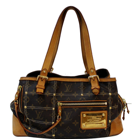 LOUIS VUITTON Riveting Monogram Canvas Tote Bag Brown - 15% OFF