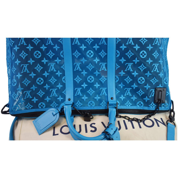 LOUIS VUITTON Keepall Triangle 50 Bandouliere Seethrough Travel Bag Blue