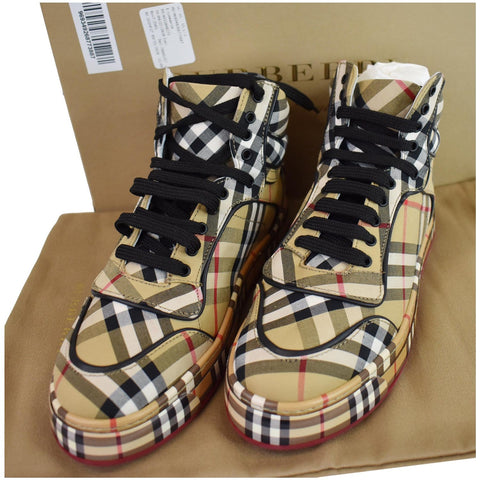 BURBERRY Vintage Check Cotton High-Top Sneakers US 7.5