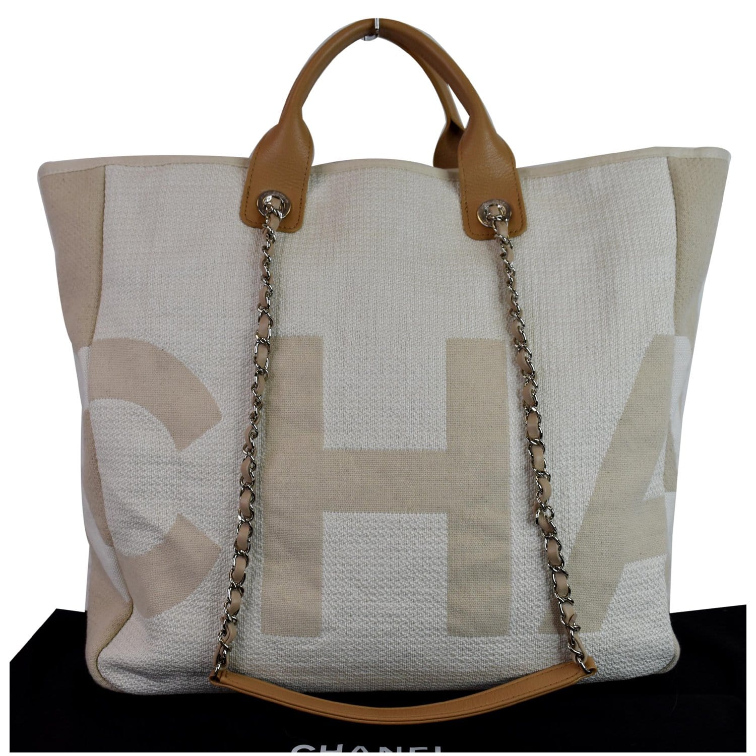 Sold at Auction: Chanel - Large Deauville Tote Shoulder Bag - Tan Canvas  Rue Cambon