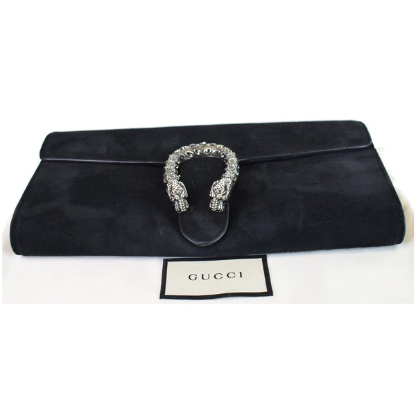 Gucci Dionysus Small Velvet Clutch Bag Black 425250 - top front side