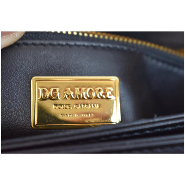 DOLCE & GABBANA Amore Calfskin Leather Shoulder Bag Black