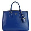 PRADA Parabole Saffiano Lux Leather Shopping Tote Blue
