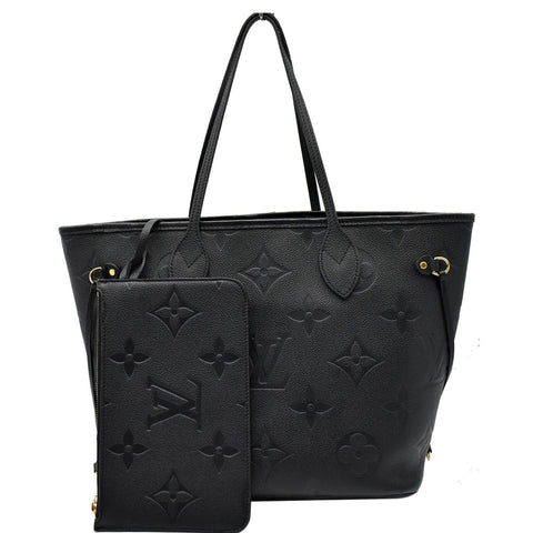 LOUIS VUITTON Neverfull MM Monogram Empreinte Tote Bag Black