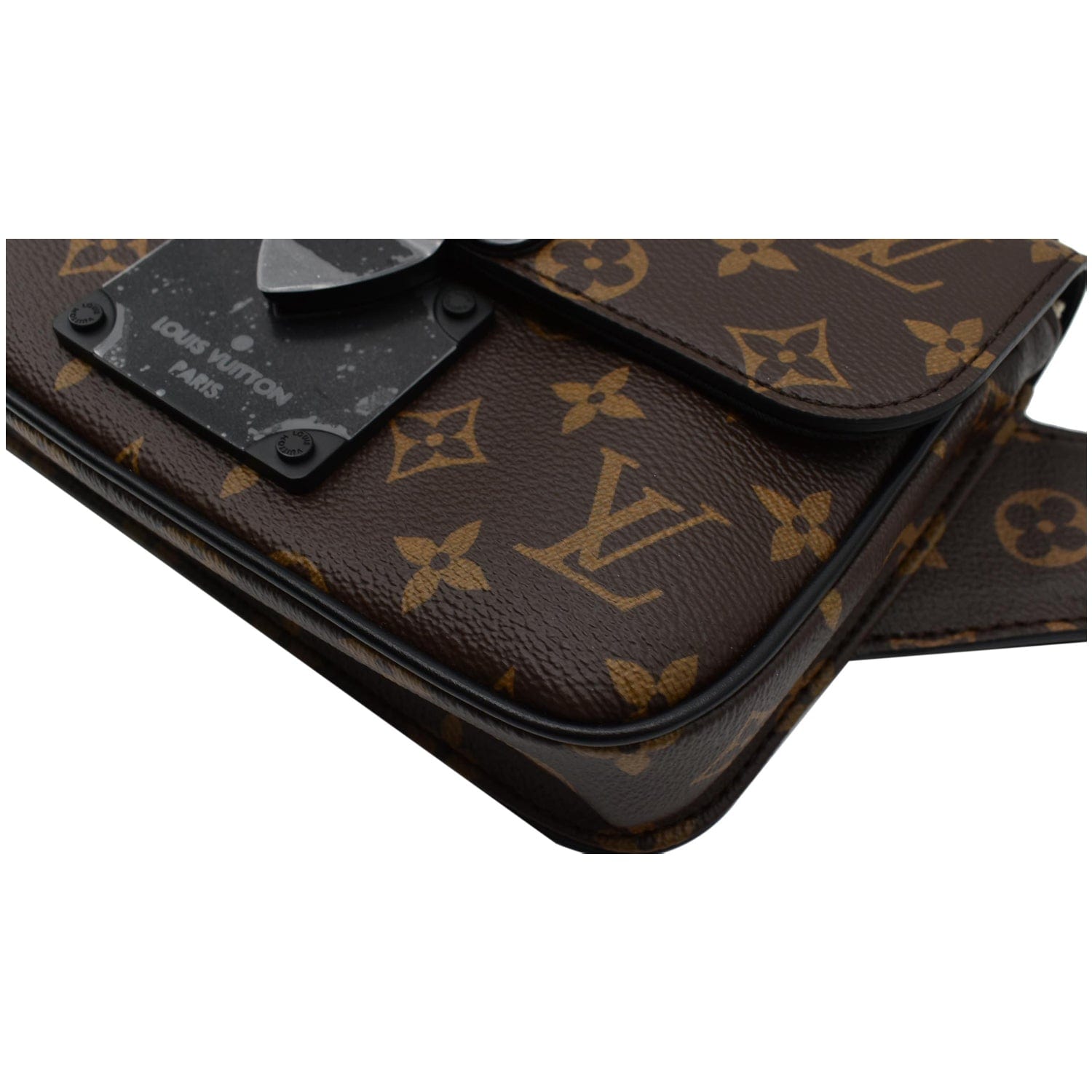 Authenticated Louis Vuitton Monogram S Lock Sling Brown Canvas Belt Bag