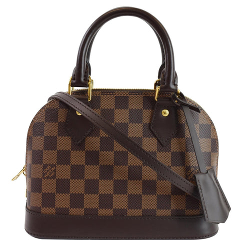 LOUIS VUITTON Alma BB Damier Ebene Shoulder Bag Brown
