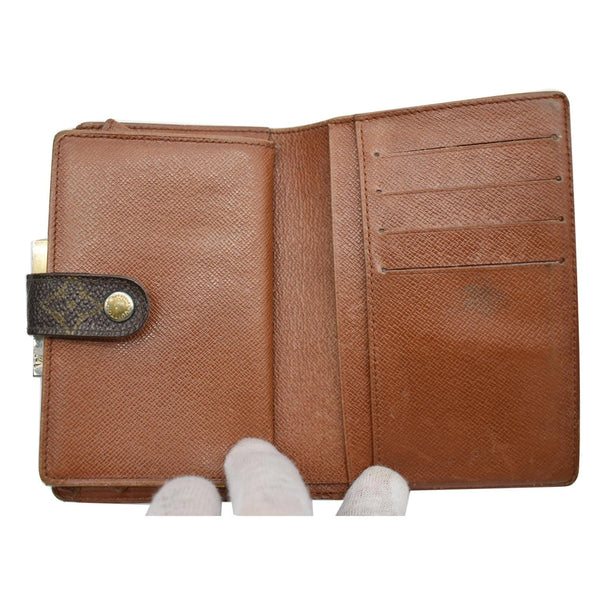 LOUIS VUITTON French Kisslock Monogram Canvas Wallet Brown