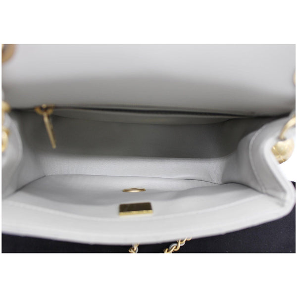 CHANEL CC Pearl Crush Mini Flap Quilted Lambskin Leather Shoulder Bag Light Grey