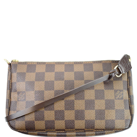 LOUIS VUITTON Mini Pochette Damier Ebene Accessories Pouch Brown