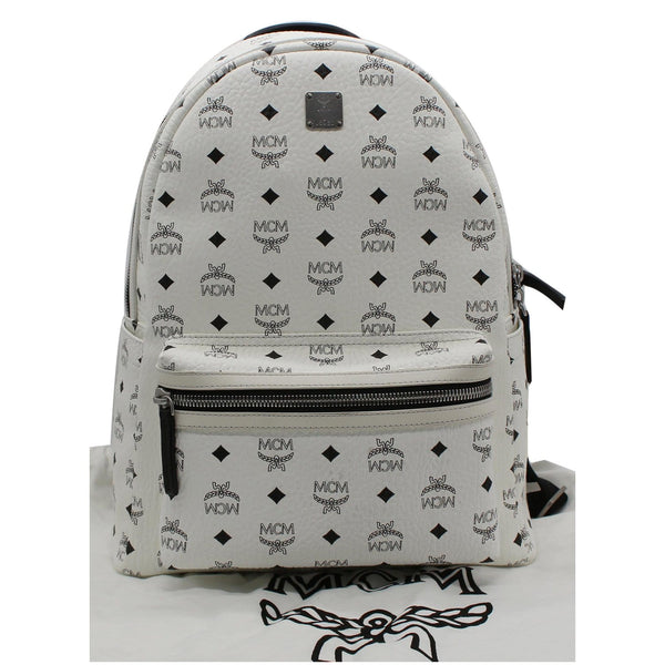 MCM Stark Visetos Coated Canvas Backpack Bag White