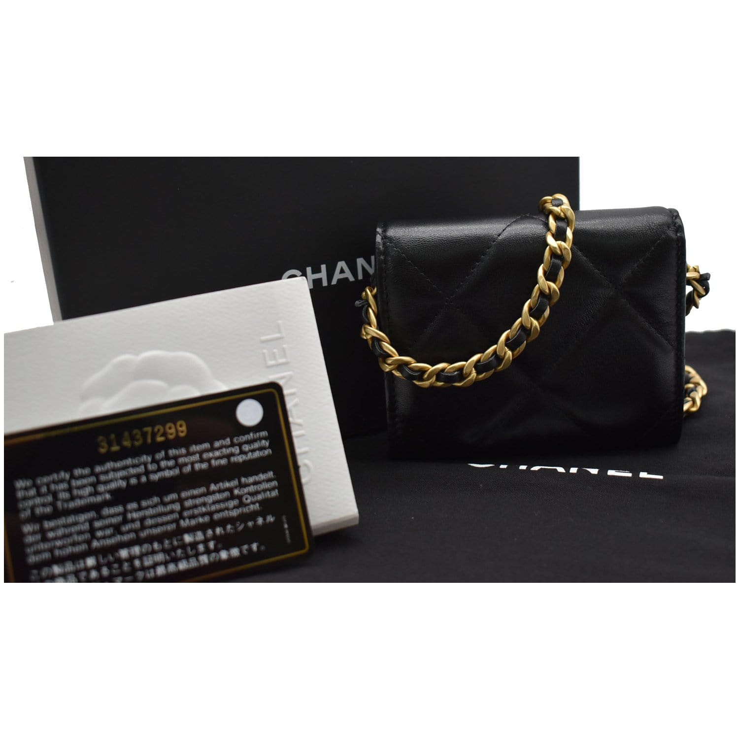 Chanel 19 Flap Coin Purse w/Chain - Black Mini Bags, Handbags