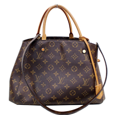 LOUIS VUITTON Montaigne MM Monogram Canvas Shoulder Bag Brown
