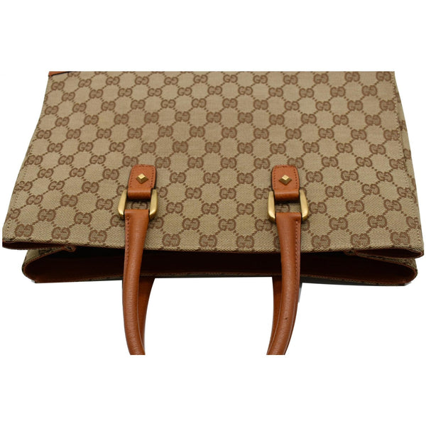 GUCCI Nailhead Medium GG Canvas Monogram Tote Bag Orange 120897