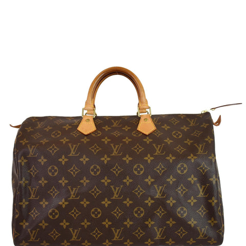 LOUIS VUITTON Speedy 40 Monogram Canvas Satchel Bag Brown