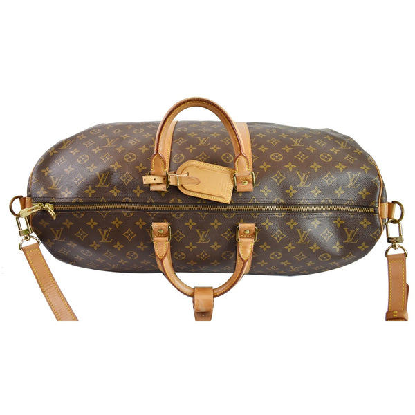 LOUIS VUITTON Keepall Bandouliere 55 Monogram Canvas Travel Bag Brown