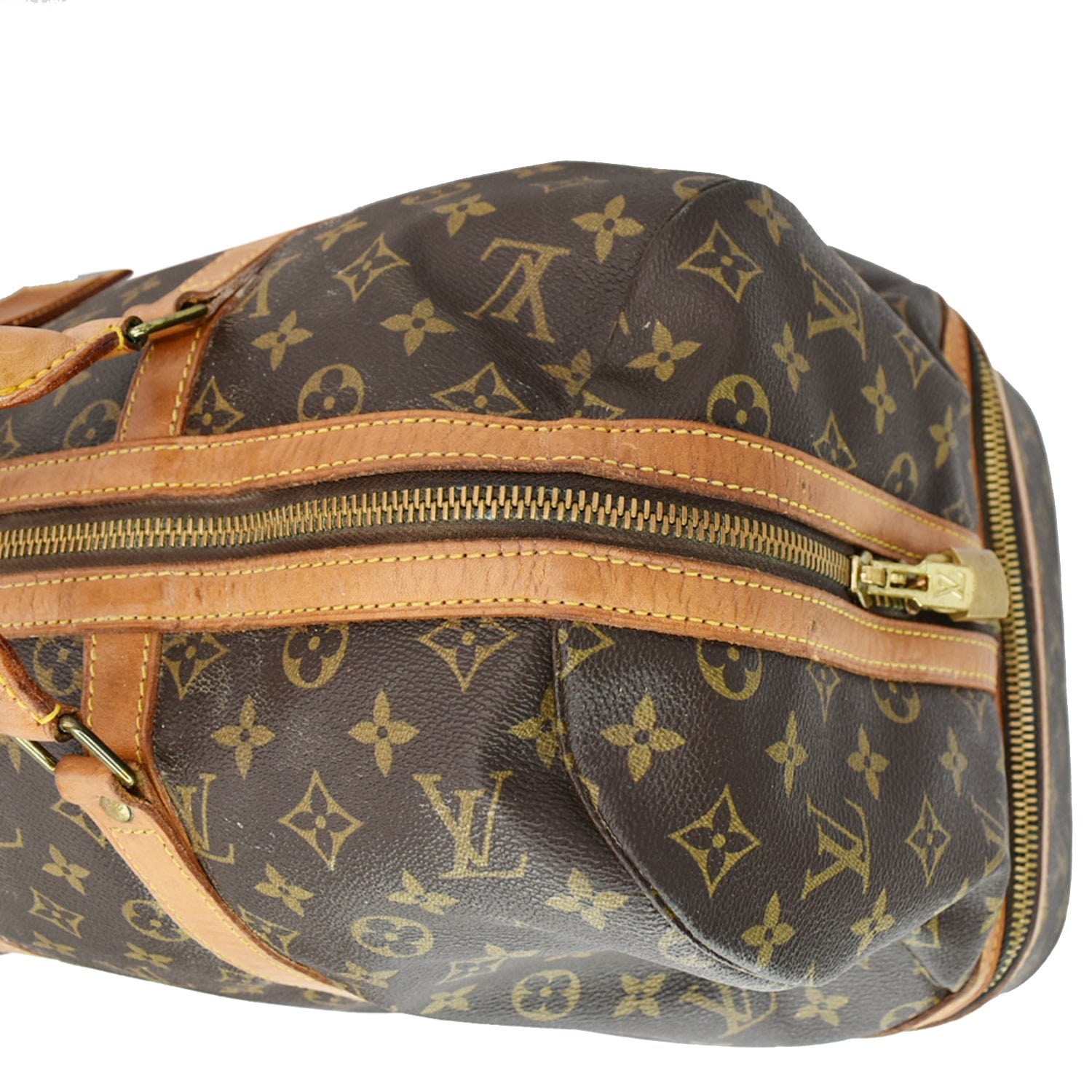 LOUIS VUITTON Vintage Sac Sport Monogram Canvas Boston Travel Bag Brow