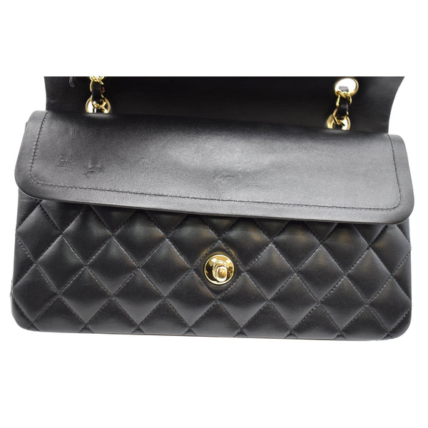 CHANEL Classic Double Flap Medium Leather Shoulder Bag Black