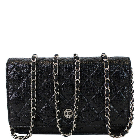 CHANEL CC Aged Lambskin Wallet on Chain WOC Crossbody Bag Black