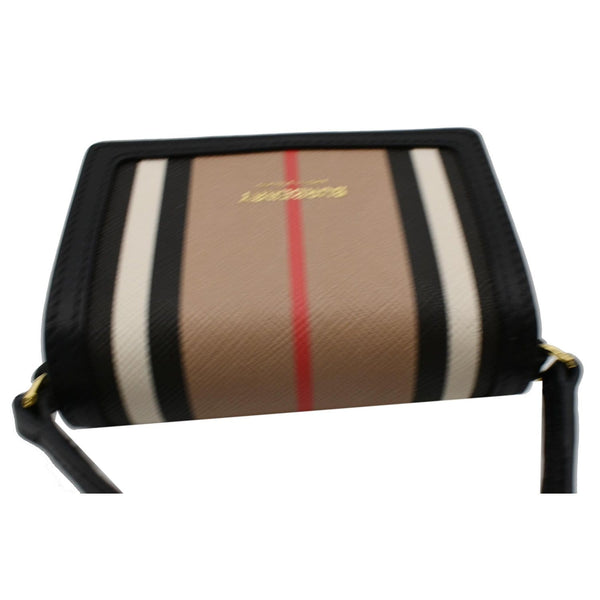 BURBERRY Jessie Icon Stripe E-Canvas Monogram Crossbody Card Case Beige