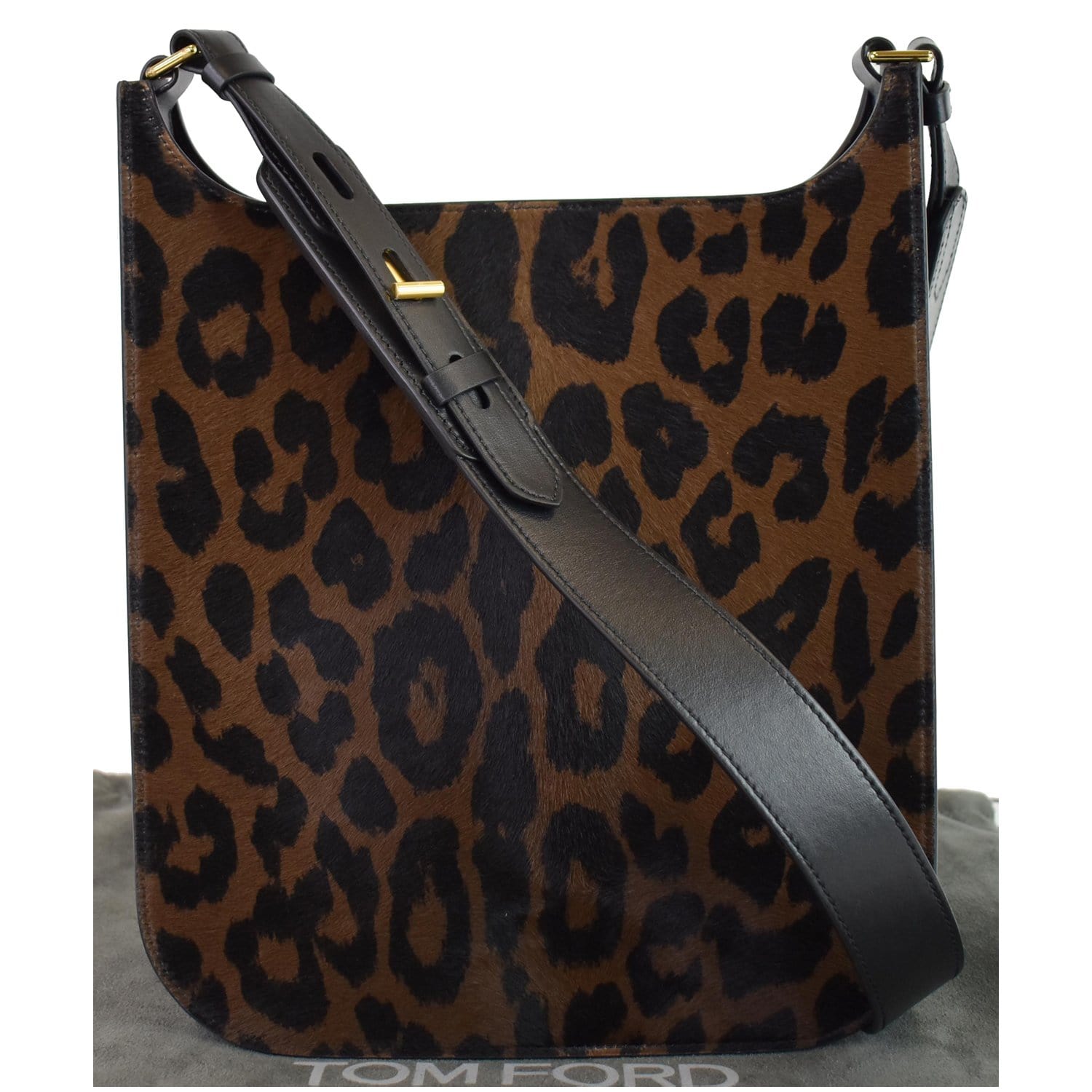 TOM FORD T-Twist Medium Calf Hair Crossbody Bag Leopard-Print - 15% OF
