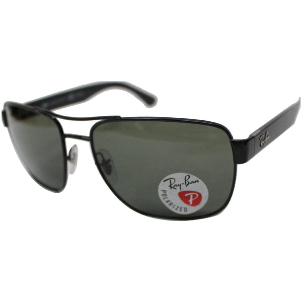 RAY-BAN RB3530 002/9A 58 Sunglasses Polished Black / Green Polarized Lens