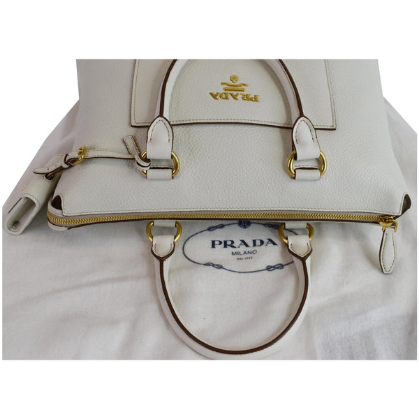 Prada Vitello Daino Pebbled Leather Zip hand Bag