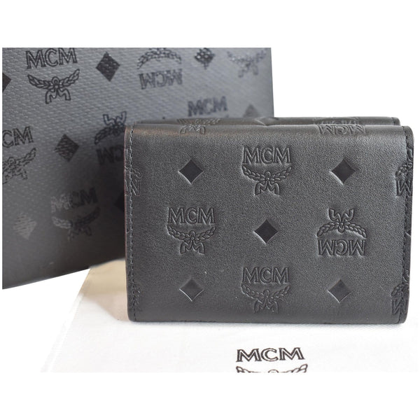 Engraved MCM Mini Klara Monogram Tri-Fold Wallet
