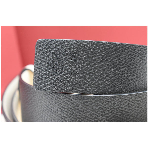 VALENTINO Garavani VLogo Signature Calfskin Leather Reversible Belt Black Ivory