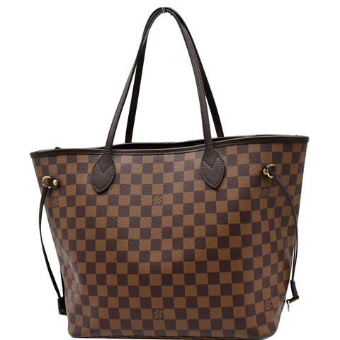 LOUIS VUITTON Neverfull MM Damier Ebene Tote Bag Brown