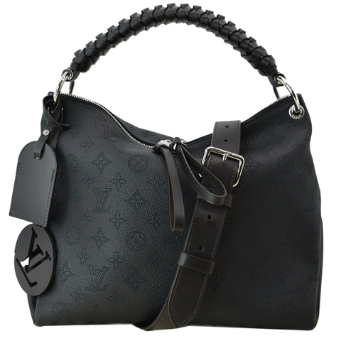 LOUIS VUITTON Beaubourg Mahina Leather Hobo Shoulder Bag Black