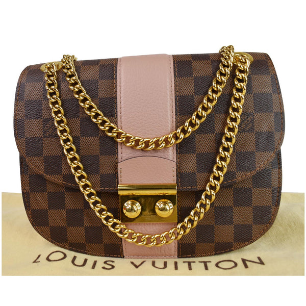Louis Vuitton Wight Damier Ebene Crossbody Bag Magnolia - front close view
