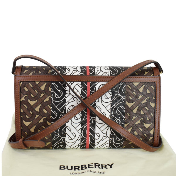 BURBERRY Monogram Stripe E-canvas Strap Wallet Brown