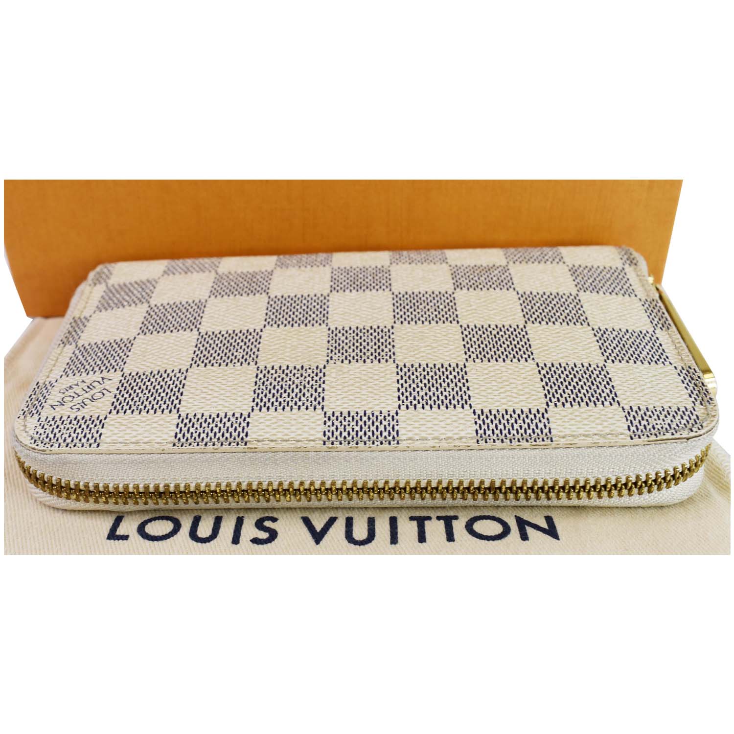 Louis Vuitton Studded Zoe Damier Azur Wallet White