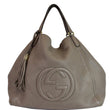 Gucci Soho Top Handle Pebbled Leather Tote Bag Taupe