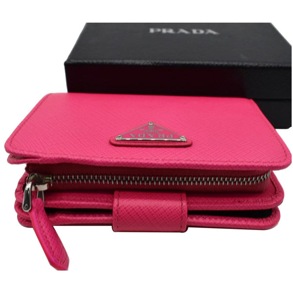 PRADA Small Saffiano Leather Zip Around Wallet Pink