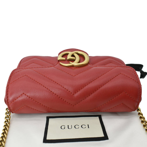 GUCCI GG Marmont Super Mini Leather Crossbody Bag Red 476433