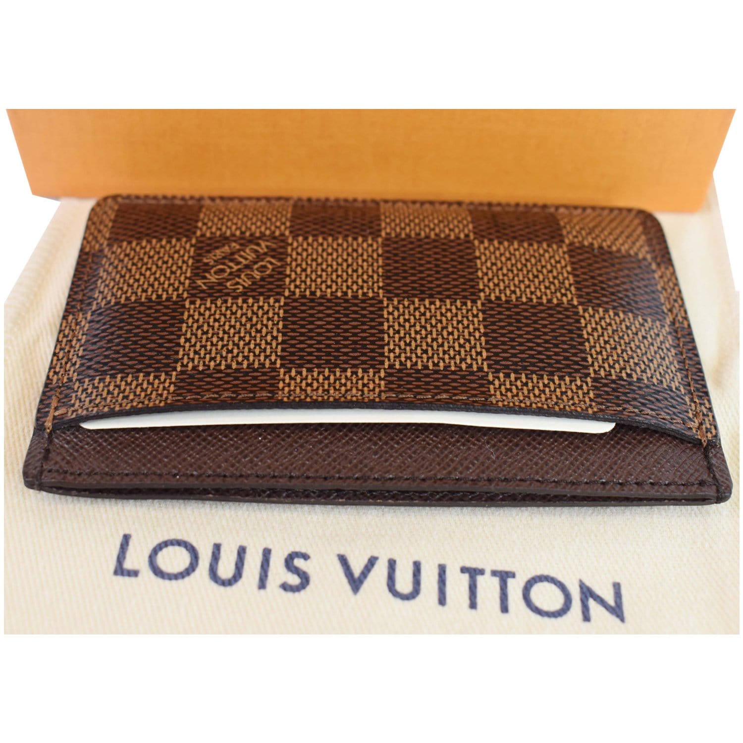 Louis Vuitton Daumier Ebene Credit Card Wallet Brown