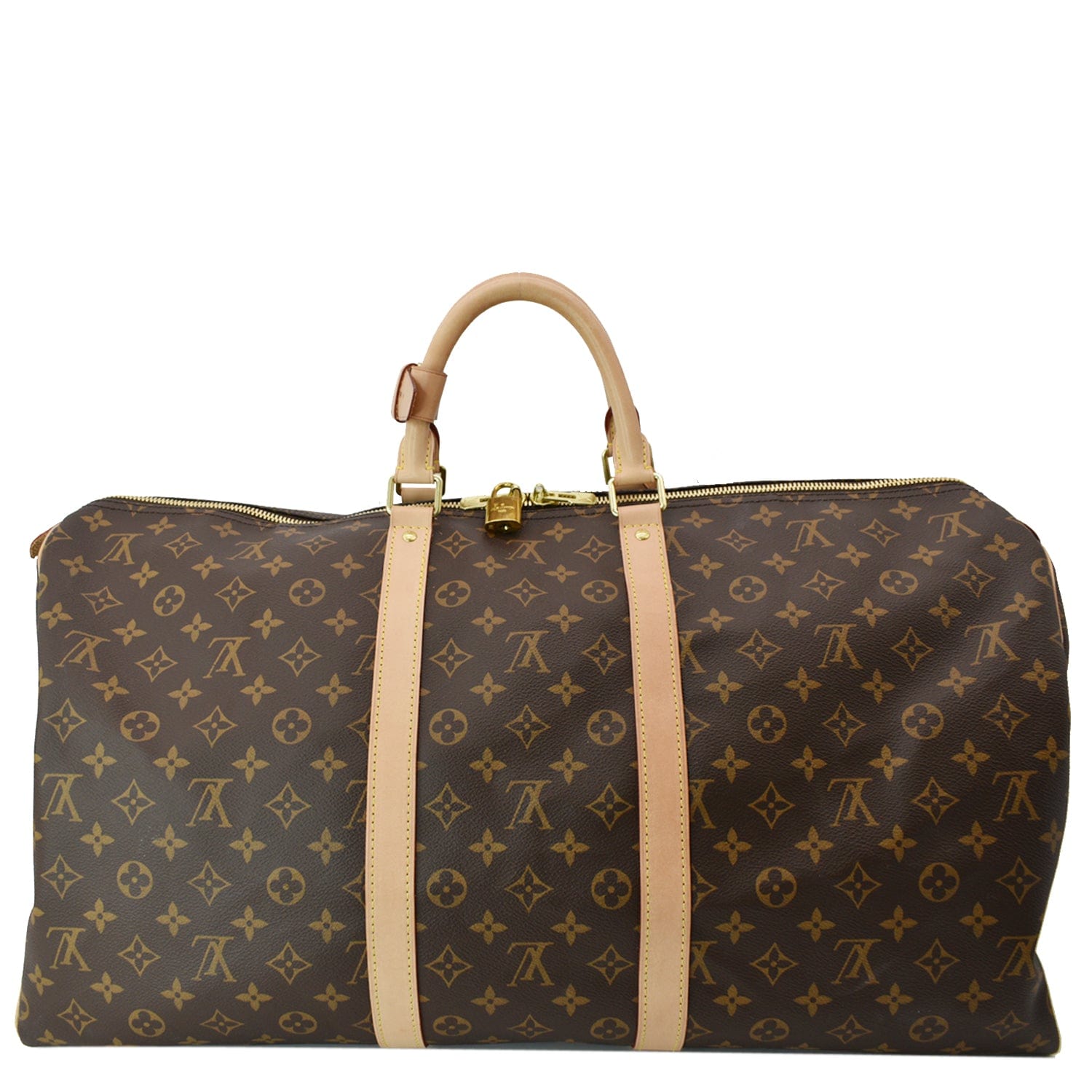 Unisex Pre-Owned Authenticated Louis Vuitton Monogram Keepall 55 Canvas  Brown Travel Bag WeekenderBag 