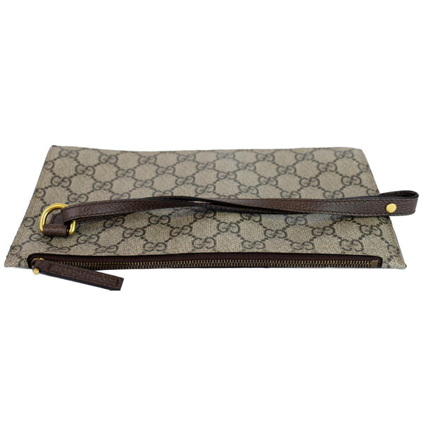 GUCCI Ophidia Soft GG Supreme Pouch Wristlet Beige with strip