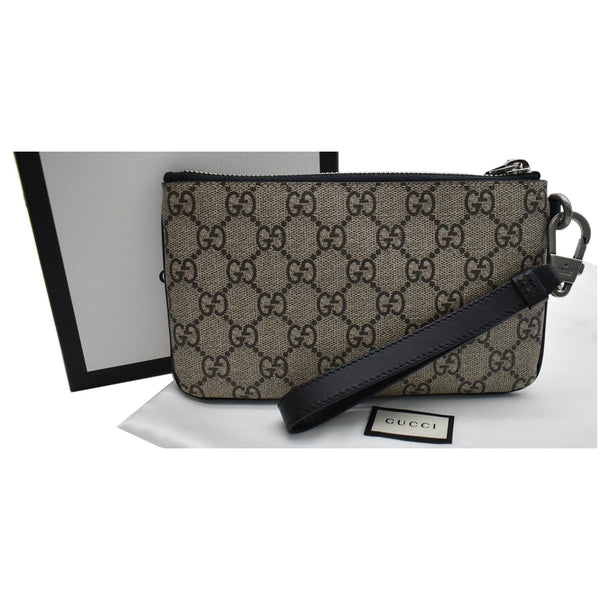 Gucci Kingsnake Print GG Supreme Canvas Pouch Wristlet backside view