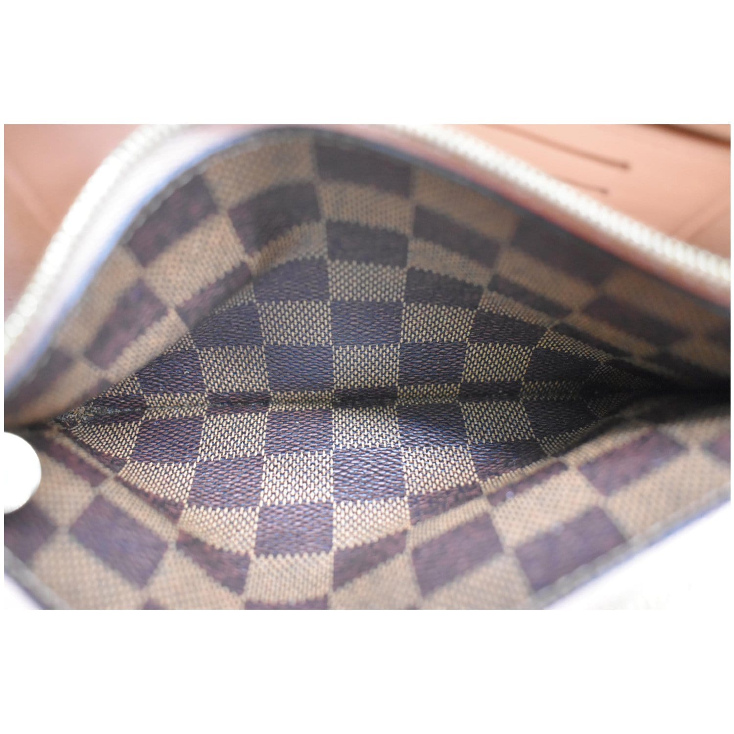 Louis Vuitton Brown, Pattern Print Damier Ebene Double Zip Pochette L