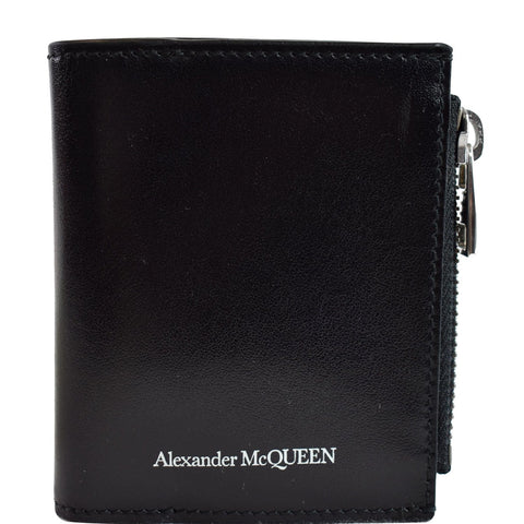 ALEXANDER MCQUEEN Logo-Print Leather Men's Black Wallet - 25% OFF
